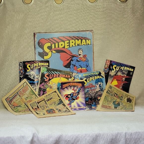 Superman Comic Book Collection ,Superman Tin Sign, Dvd - Picture 1 of 10